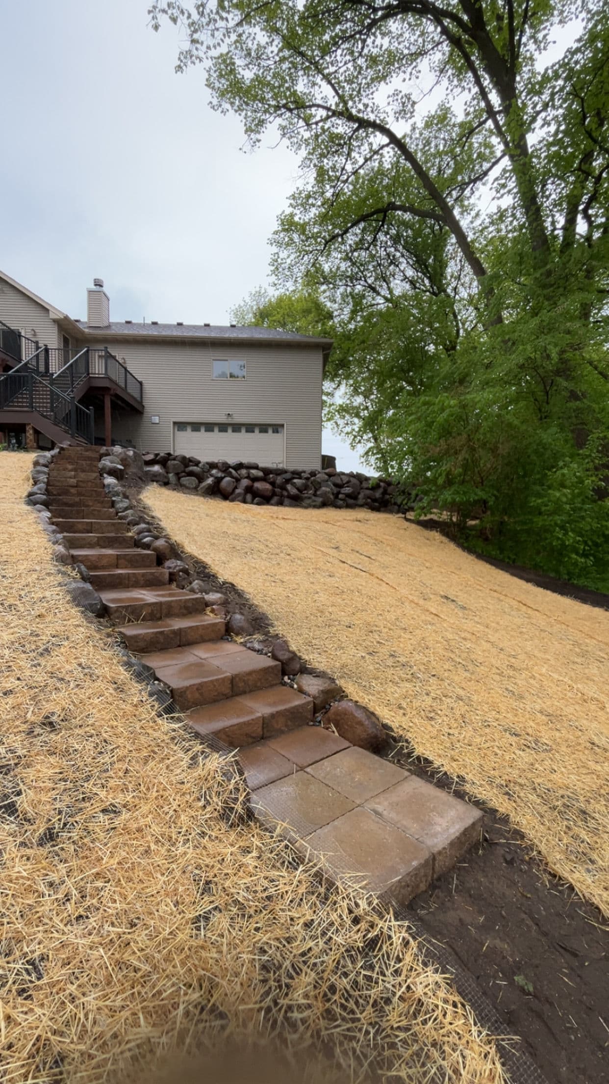 Boulder Wall and Natural Stone Steps for Lakefront Access image