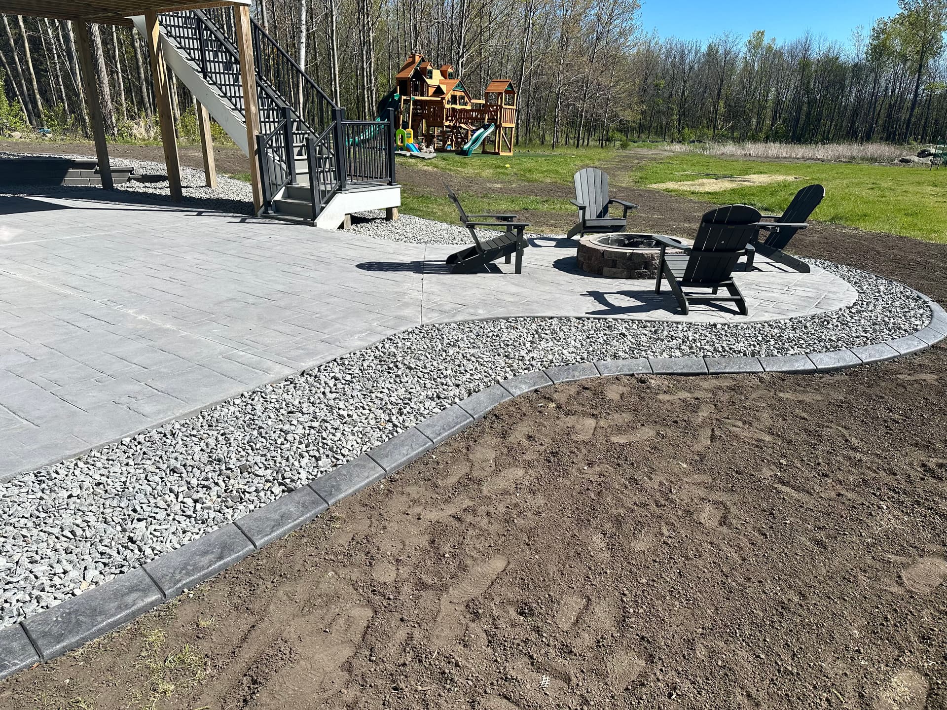 Gallery photos for Muddy Slope to Stamped Concrete Patio with Fireplace in Prior Lake: Image #4